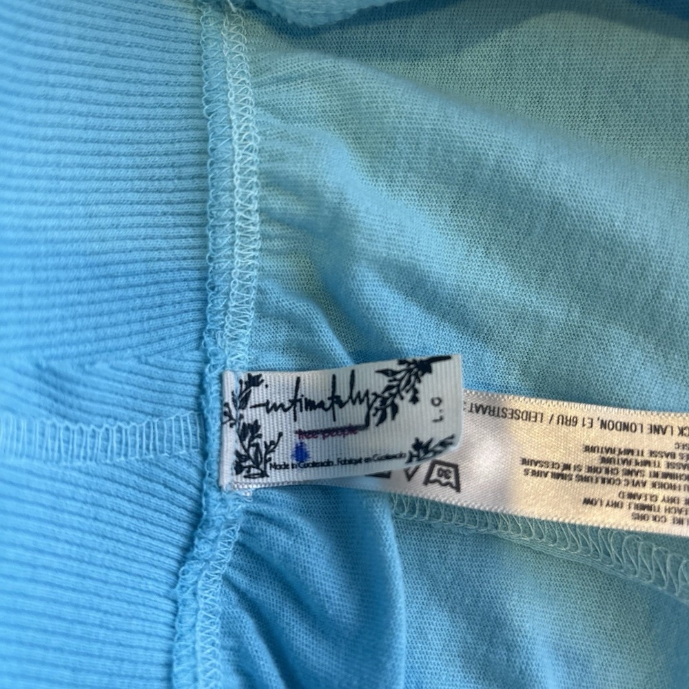 Free People Womens Summer Slumber Wide Leg Pants Large Aqua Blue Slouchy Comfort - Picture 6 of 9